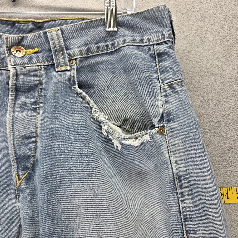 VTG Levis Engineered Jeans Mens Blue Twisted Flap Pocket Altered Hem Fits 32x30